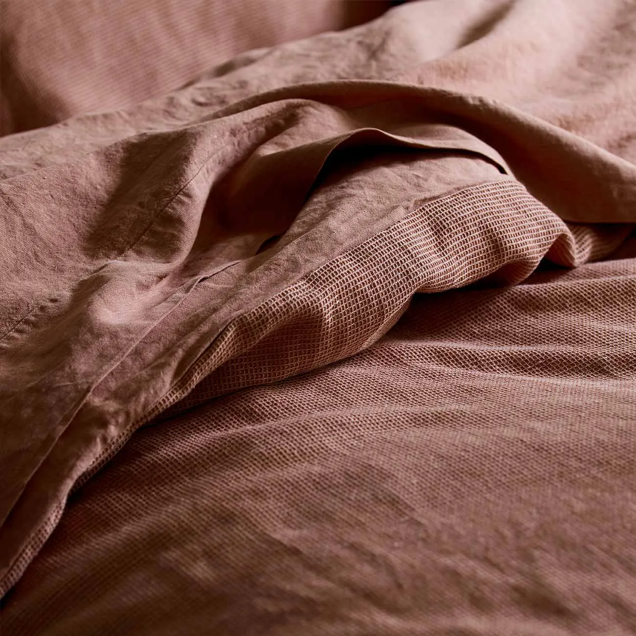 Toffee Waffle Chambray Linen Blend Duvet Cover
