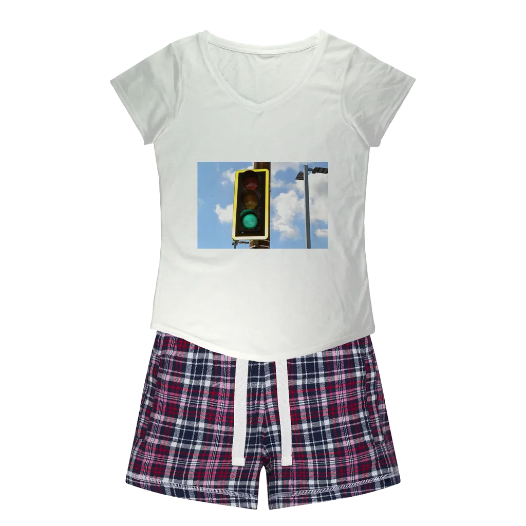 Traffic Light Women's Sleepy Tee and Flannel Short