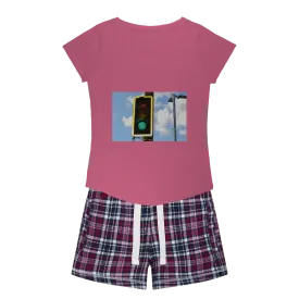 Traffic Light Women's Sleepy Tee and Flannel Short
