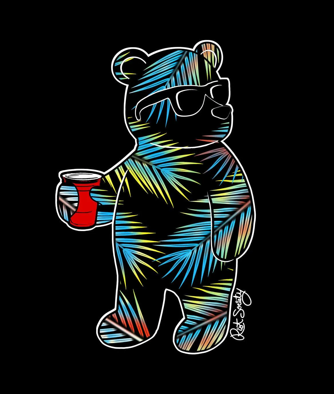 Tropical Palms Bear Womens Tee
