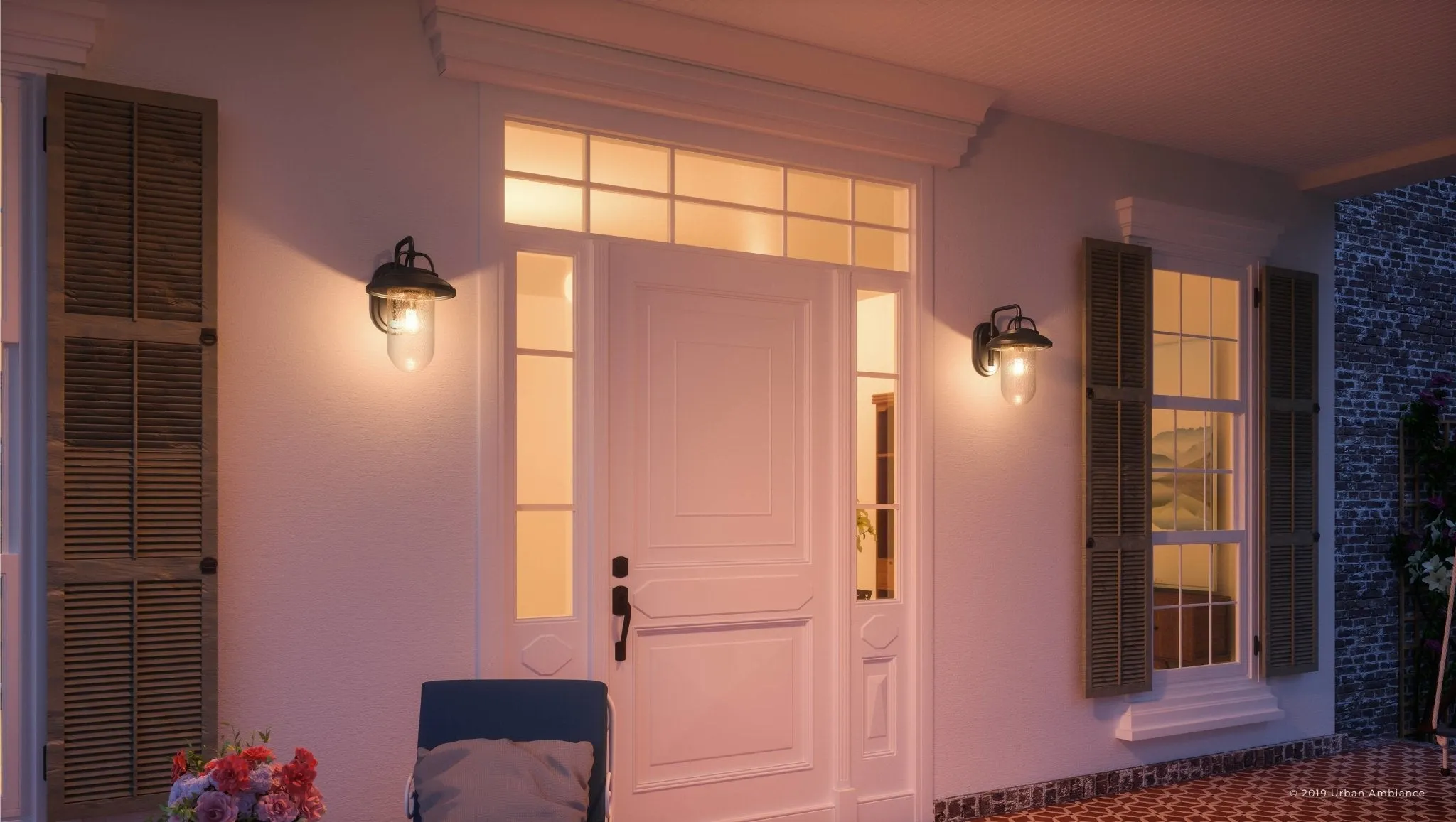 Murcia Collection Modern Farmhouse Style Outdoor Wall Light, 14-3/8 x 10, Elegant Black Finish - Model UHP1142