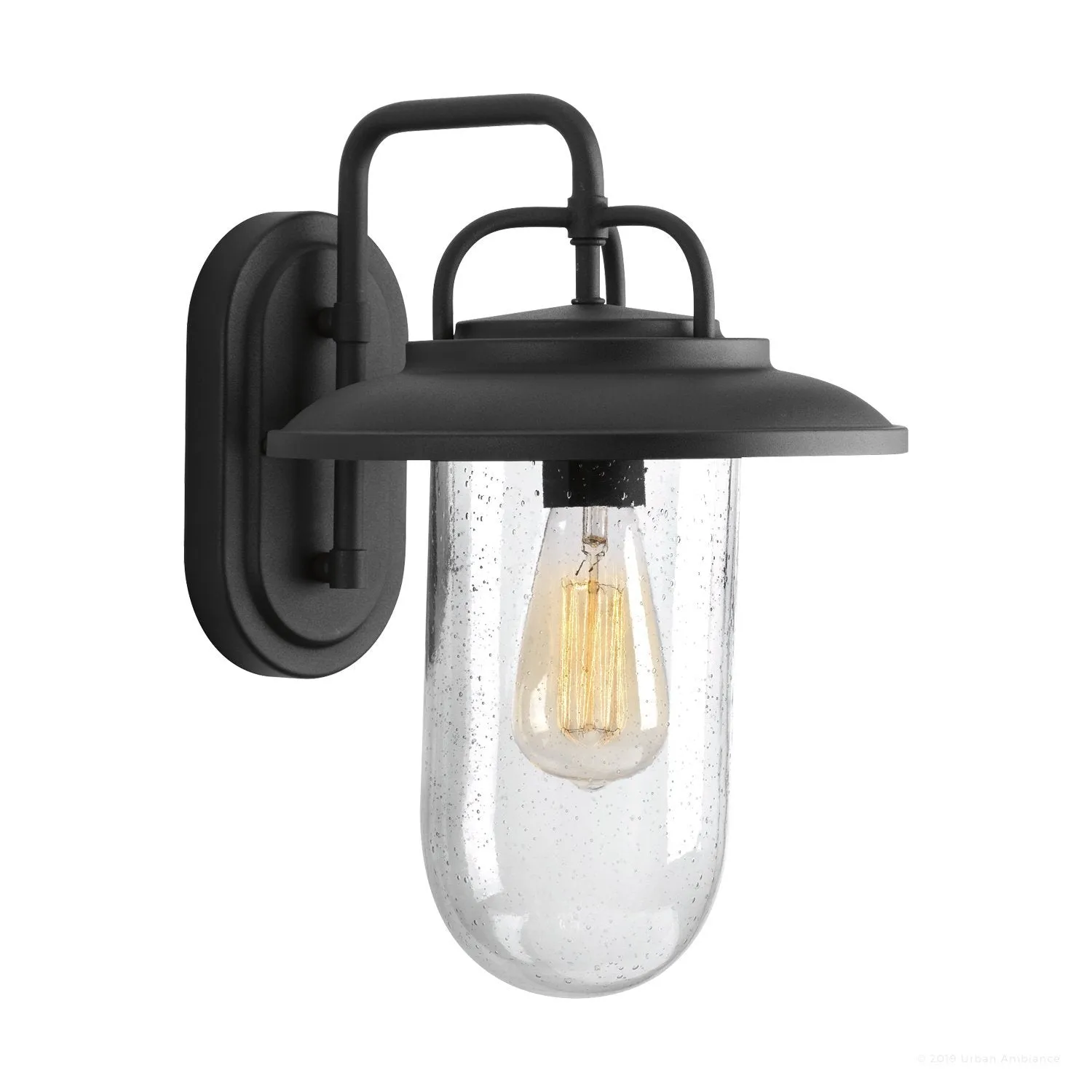 Murcia Collection Modern Farmhouse Style Outdoor Wall Light, 14-3/8 x 10, Elegant Black Finish - Model UHP1142