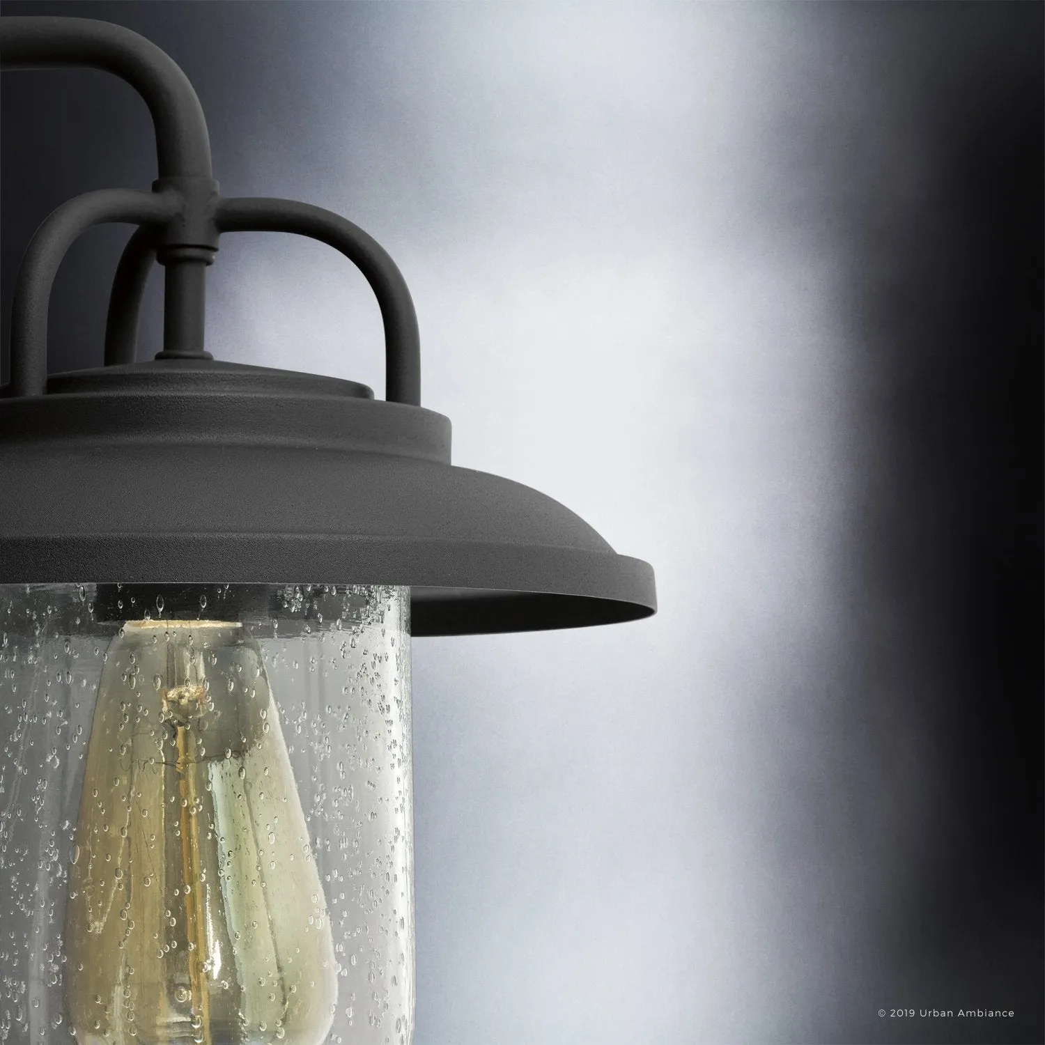 Murcia Collection Modern Farmhouse Style Outdoor Wall Light, 14-3/8 x 10, Elegant Black Finish - Model UHP1142