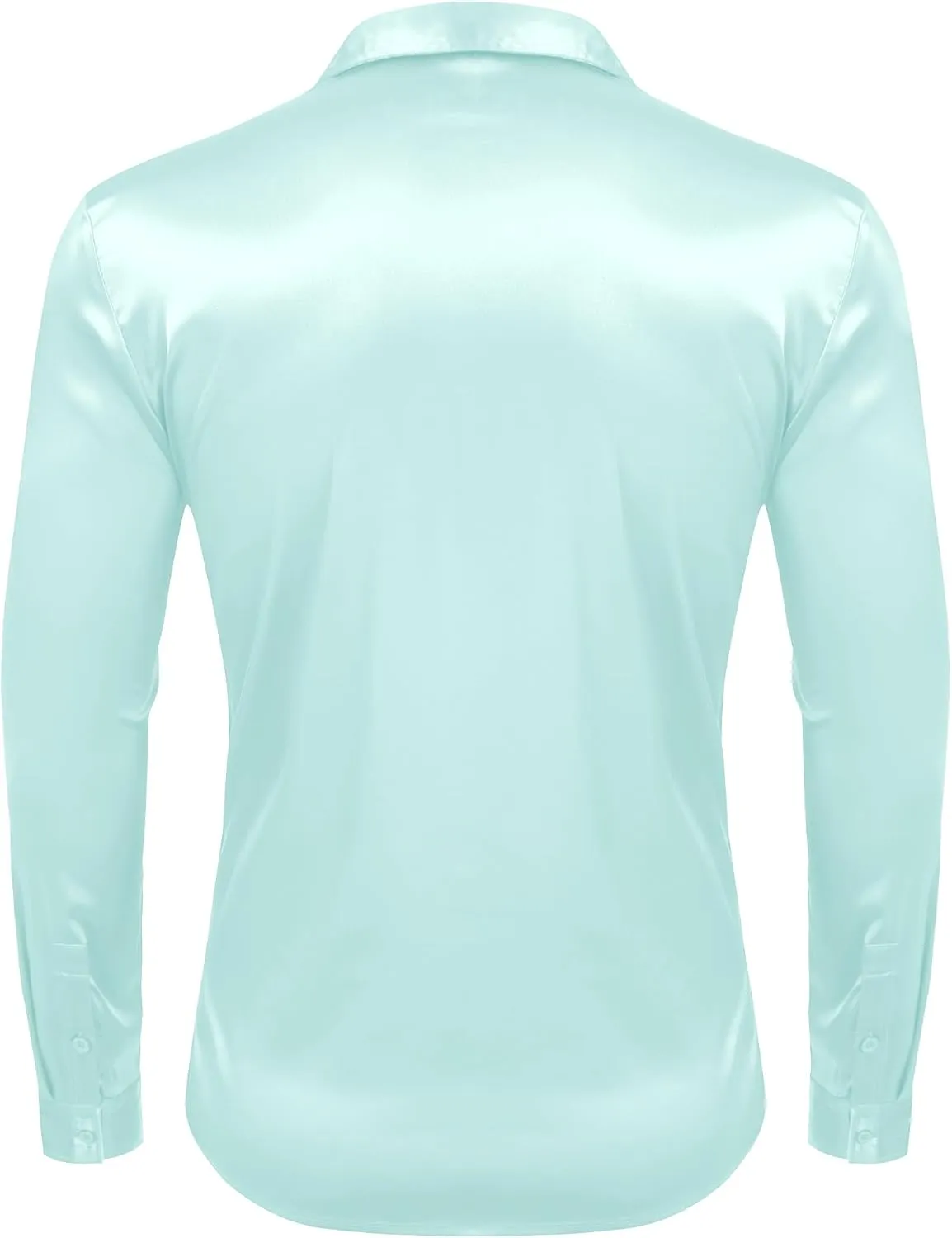 URRU Men's Luxury Shiny Silk Like Satin Dress Shirt Long Sleeve Casual Slim Fit Muscle Button Up Shirts
