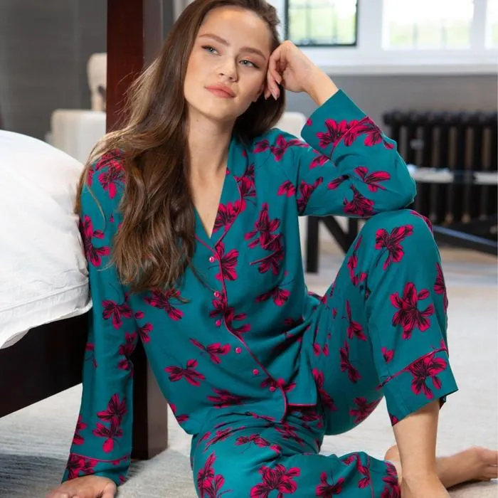 Vienne Twill Woven Pyjamas - Teal