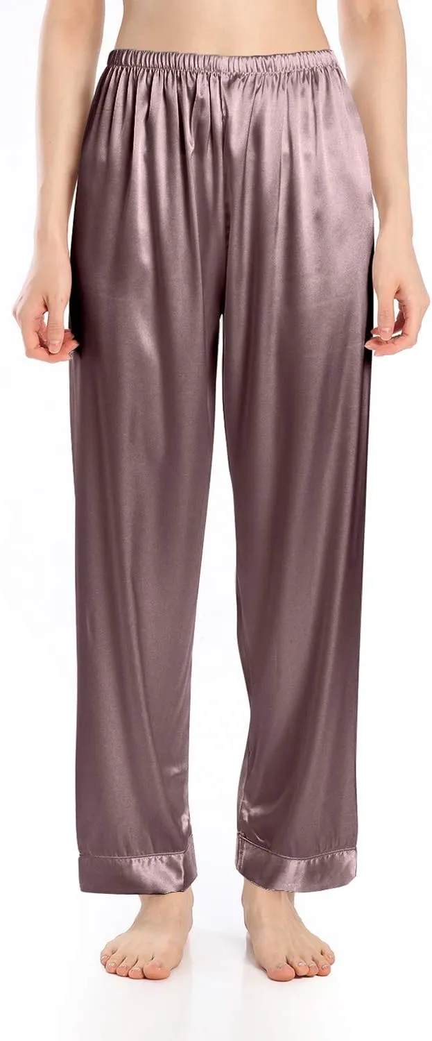 Wantschun Womens Satin Silk Sleepwear Long Pajamas Pants Nightwear Loungewear Pj Bottoms Trousers XXS-XXXL