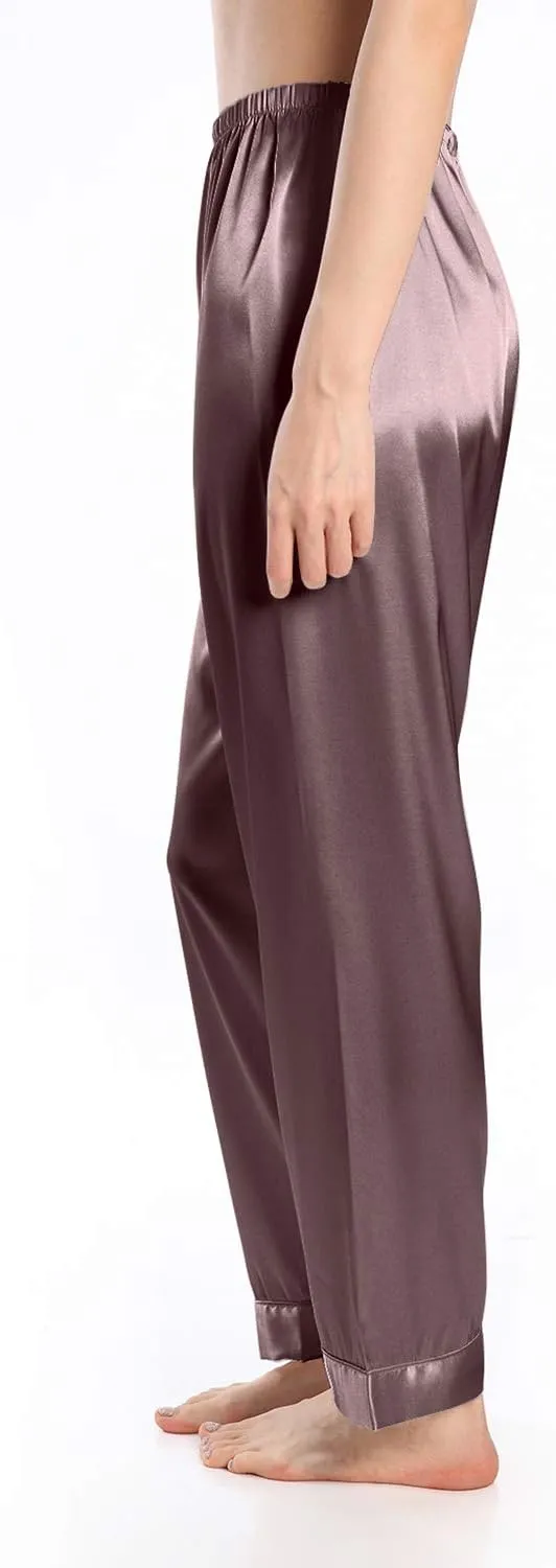 Wantschun Womens Satin Silk Sleepwear Long Pajamas Pants Nightwear Loungewear Pj Bottoms Trousers XXS-XXXL