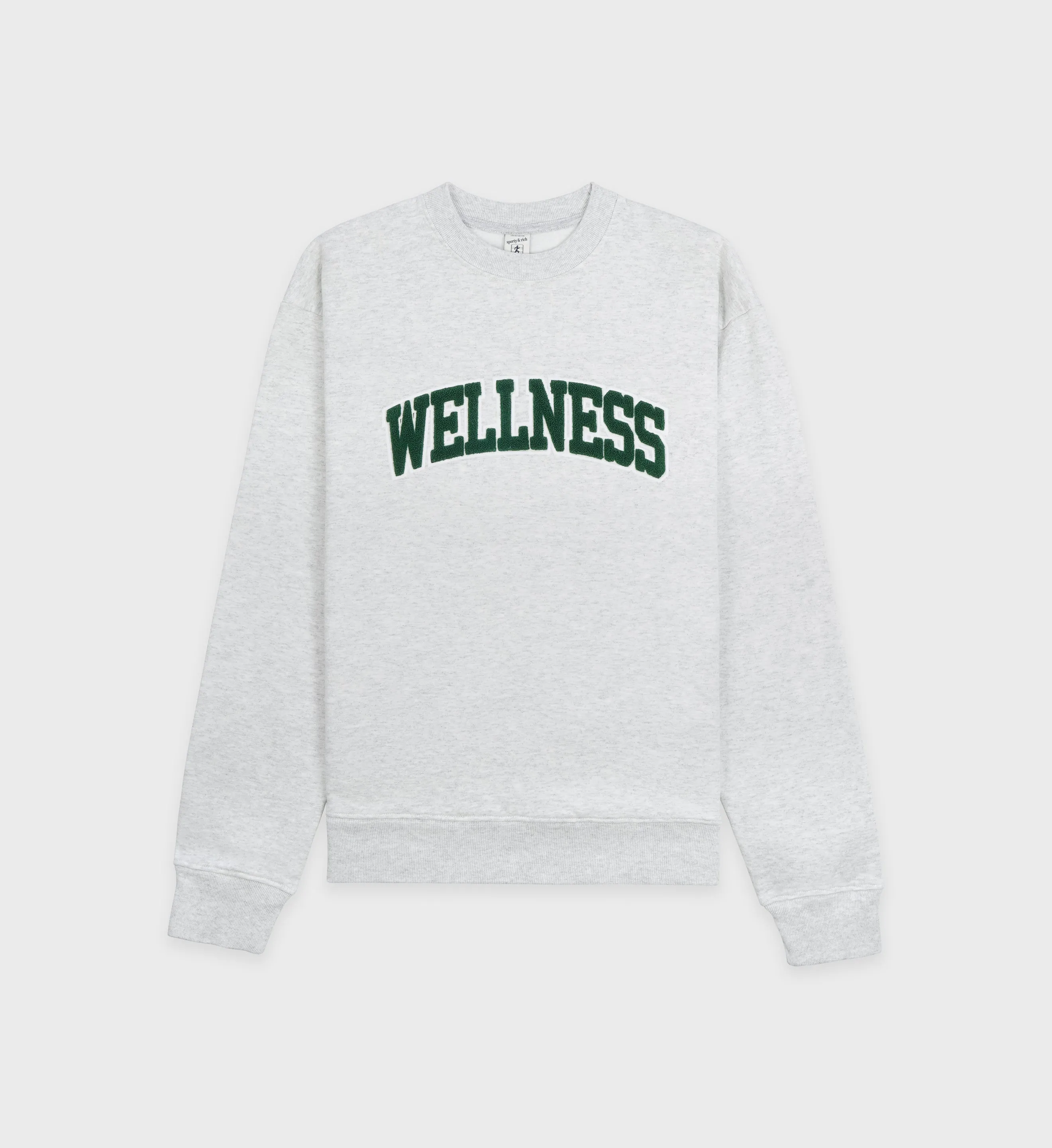 Wellness Boucle Crewneck - Heather Gray/Forest