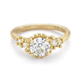 White Diamond Encrusted Solitaire Ring