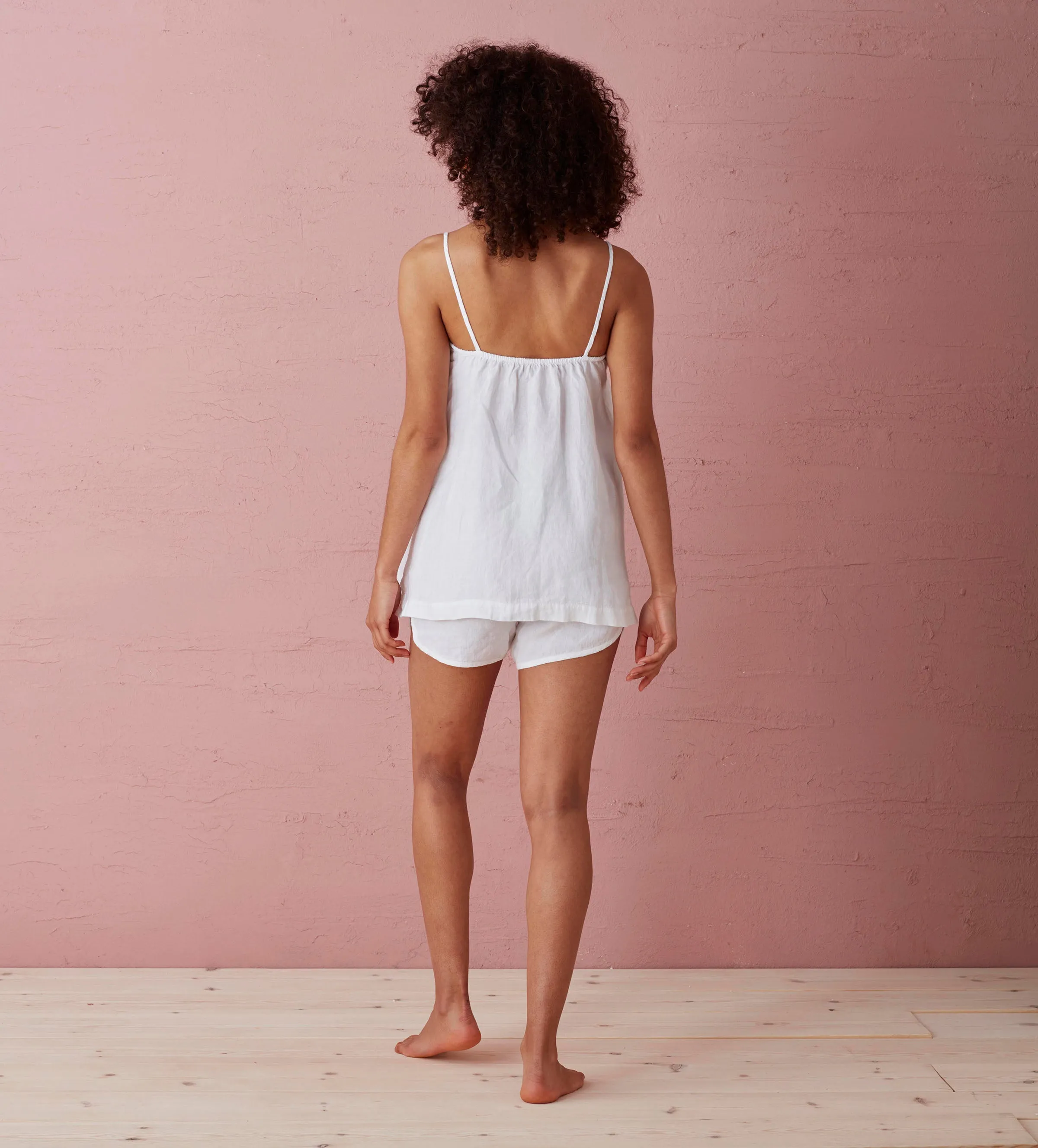 White Lara 100% Linen Cami Top