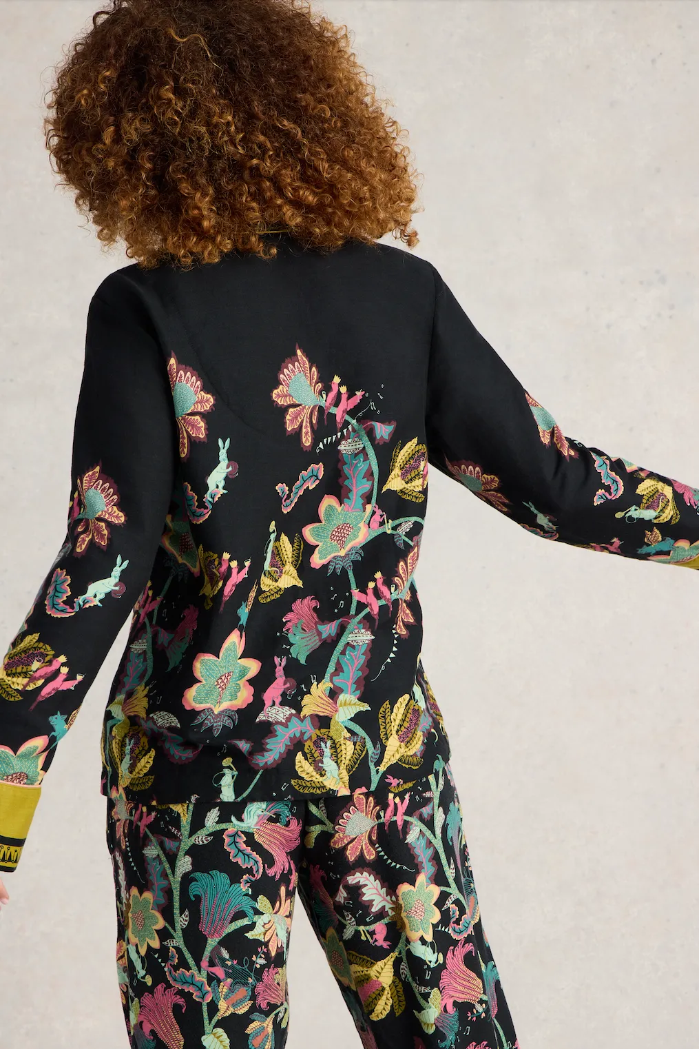 White Stuff Nina Organic PJ Black Print Shirt