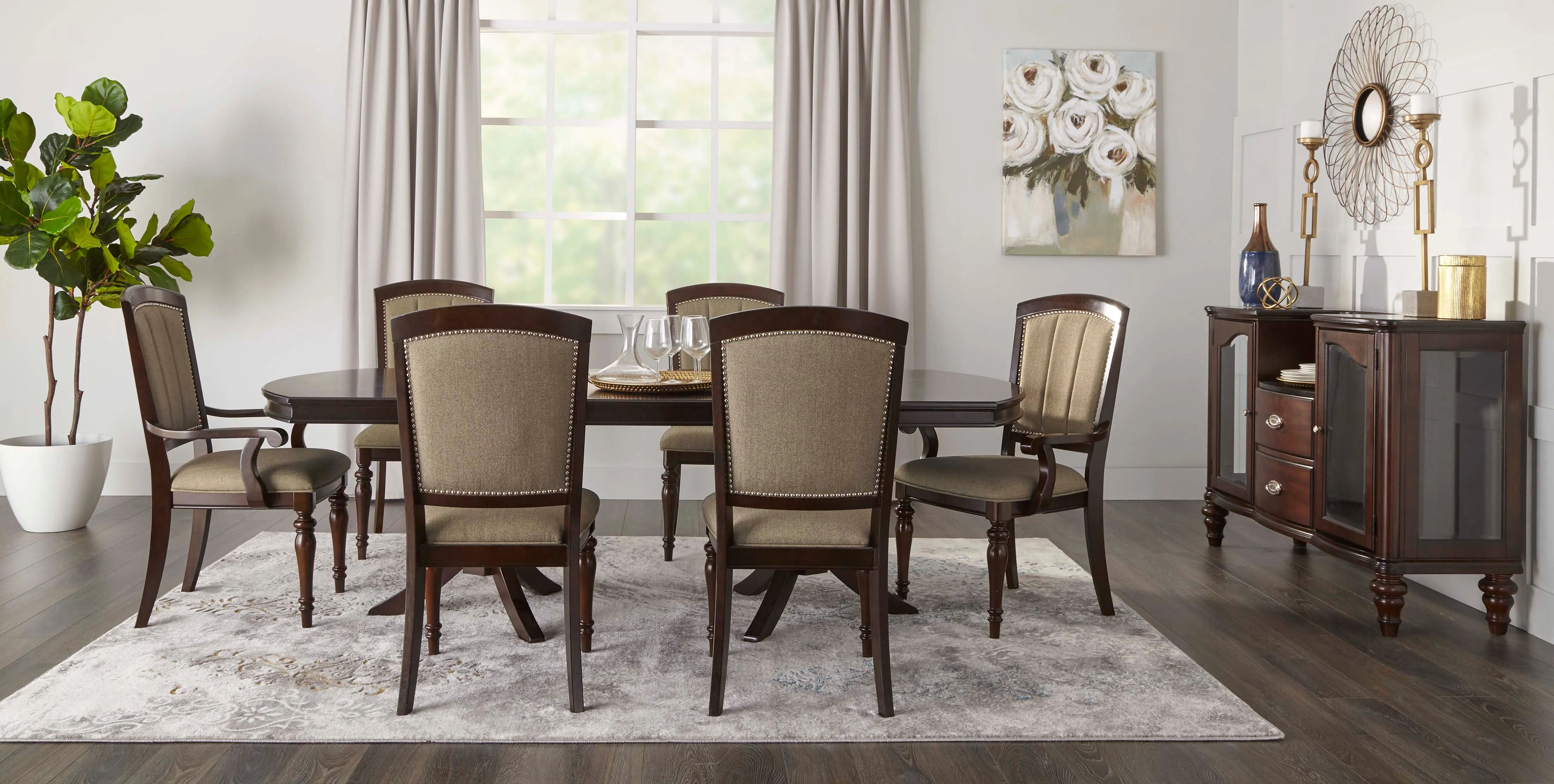 Whitehill 7-Piece Dining Room Set - Dark Cherry