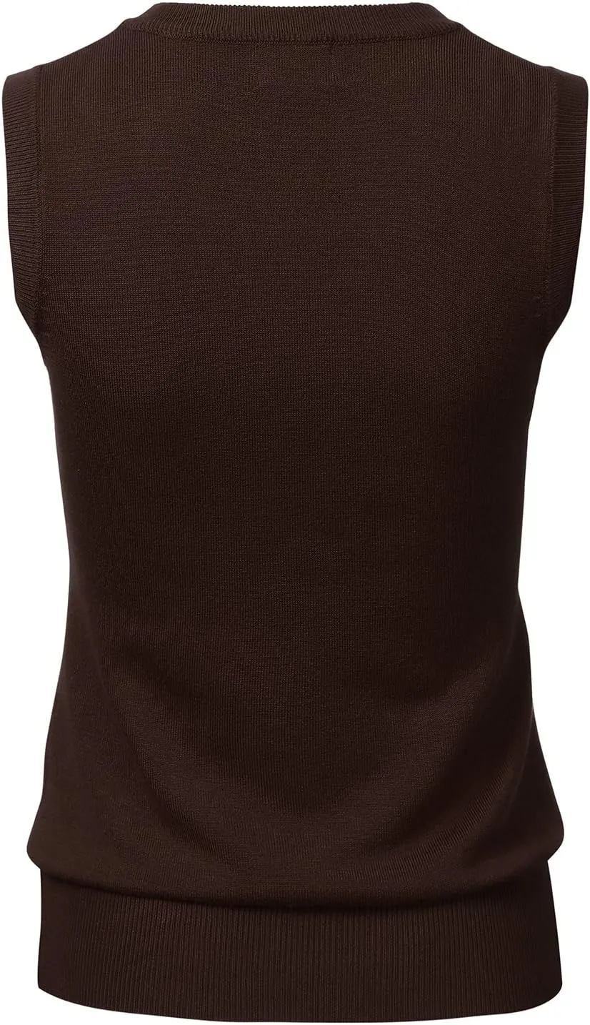 Women Solid Classic V-Neck Sleeveless Pullover Sweater Vest Top