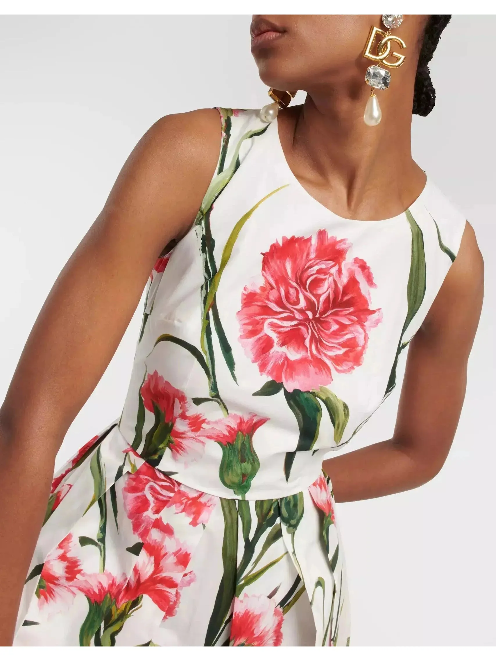 Women’s Carnation-Printed Midi Dress
