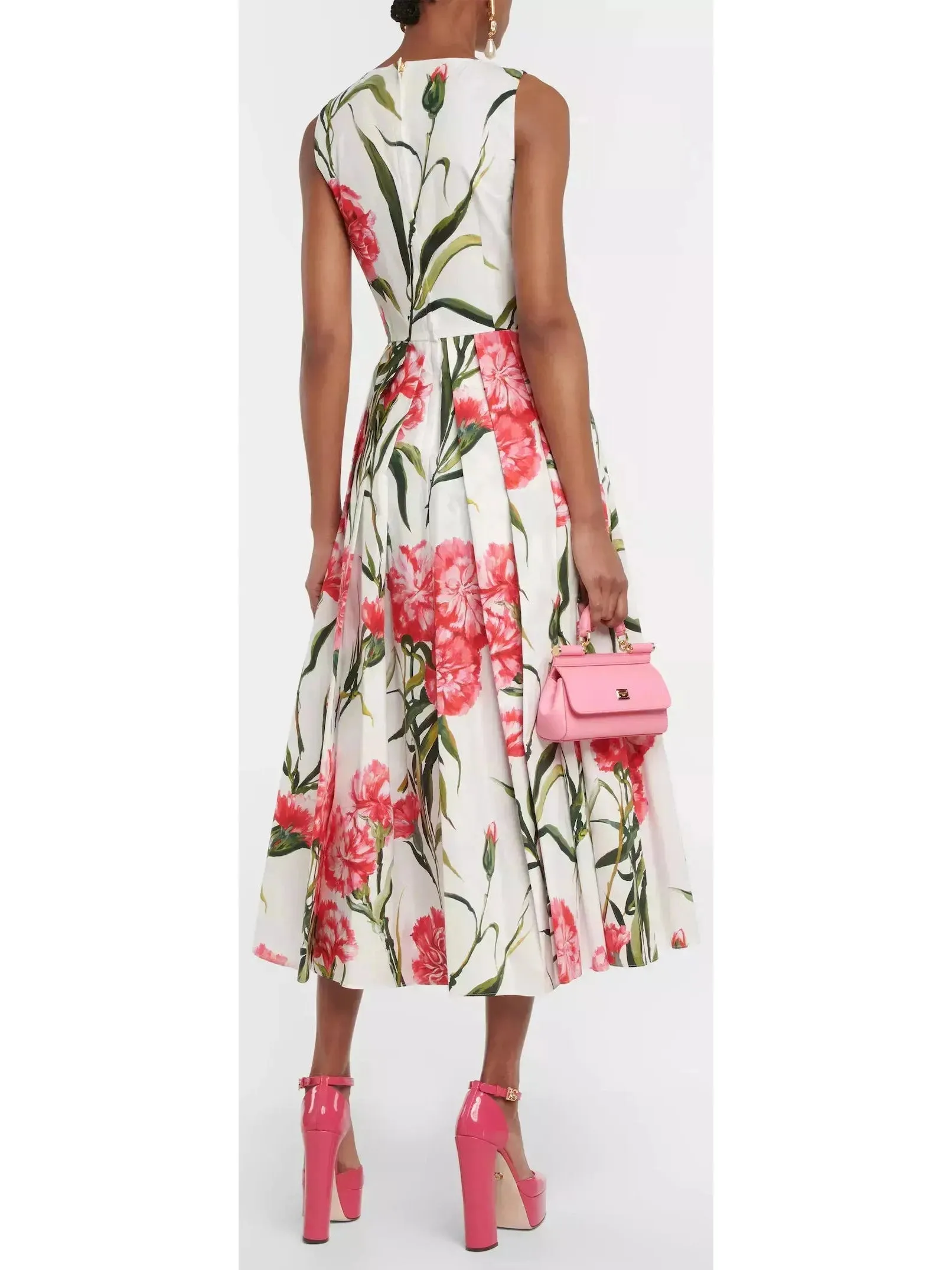 Women’s Carnation-Printed Midi Dress