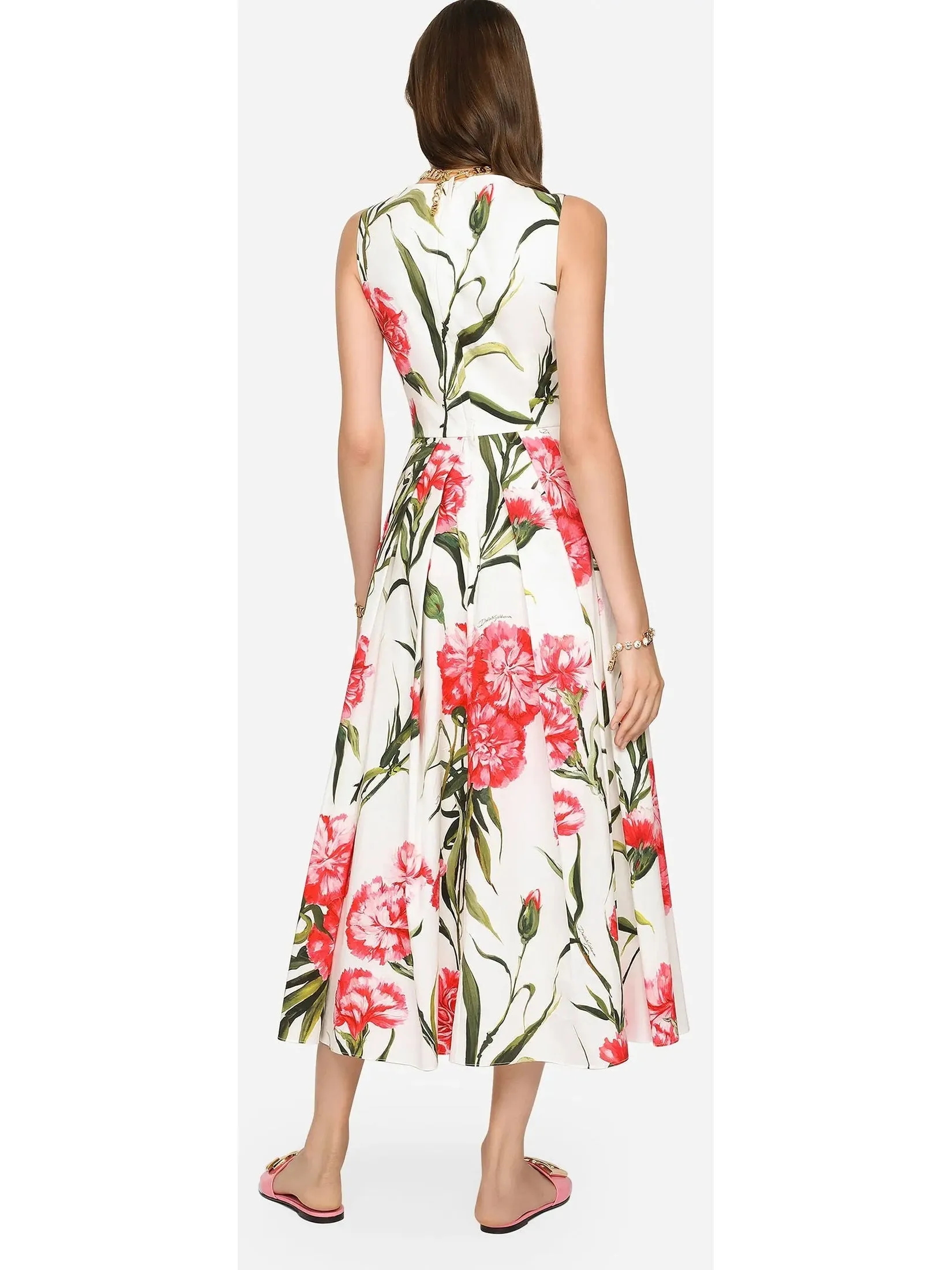 Women’s Carnation-Printed Midi Dress