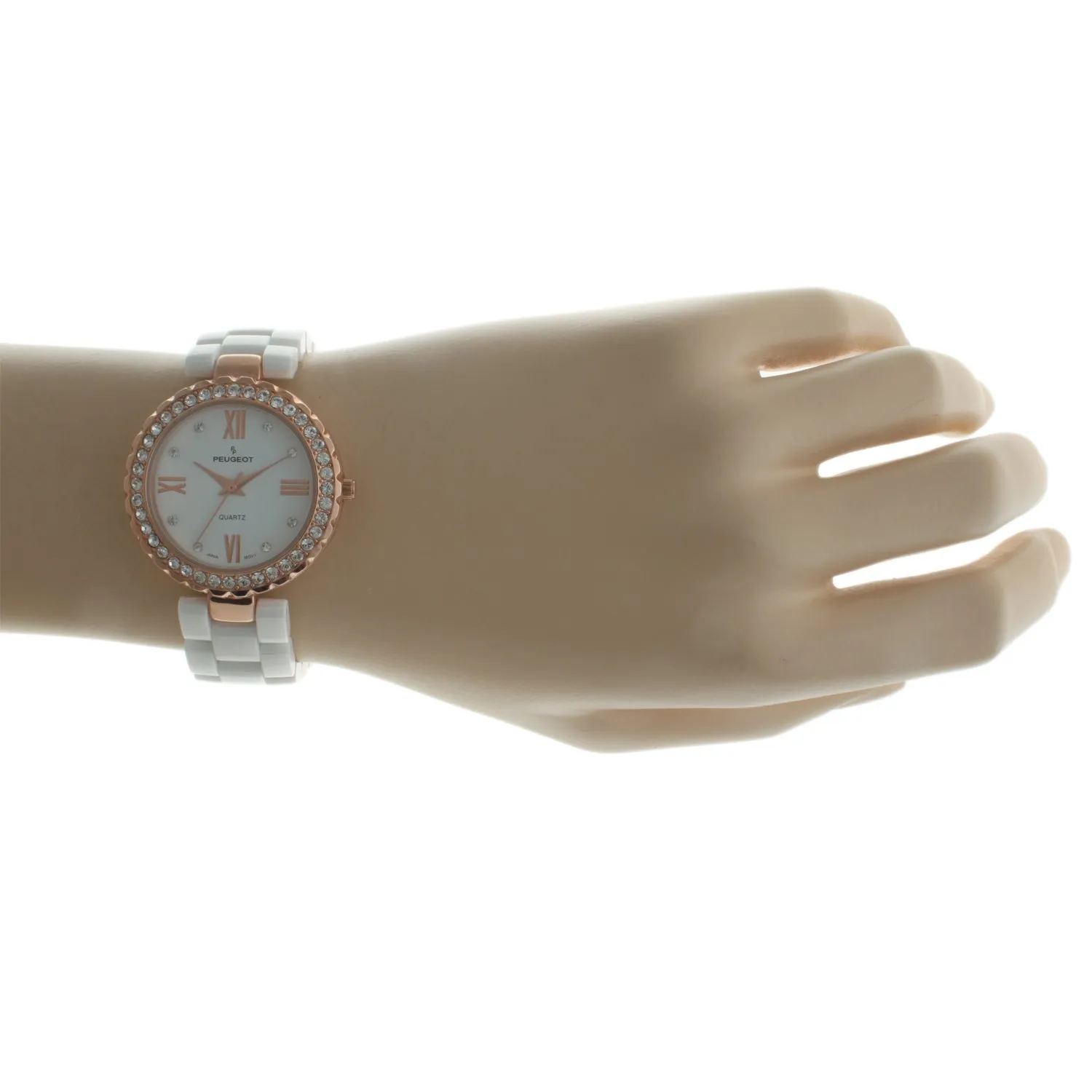 Women's White Ceramic Watch 34mm Crystal Bezel
