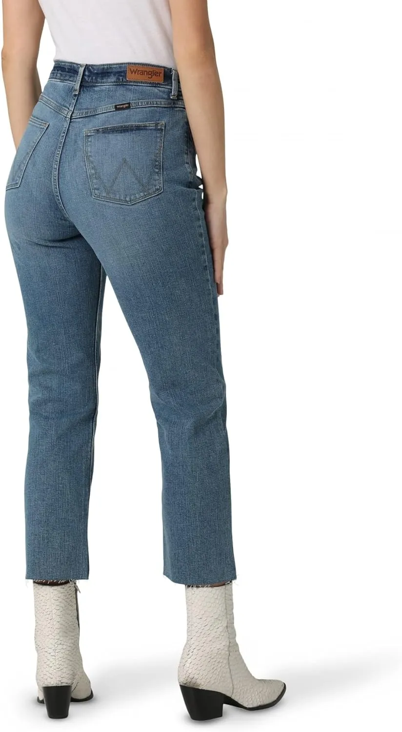 Wrangler Women's High-Rise Rodeo Straight Leg Crop Jean