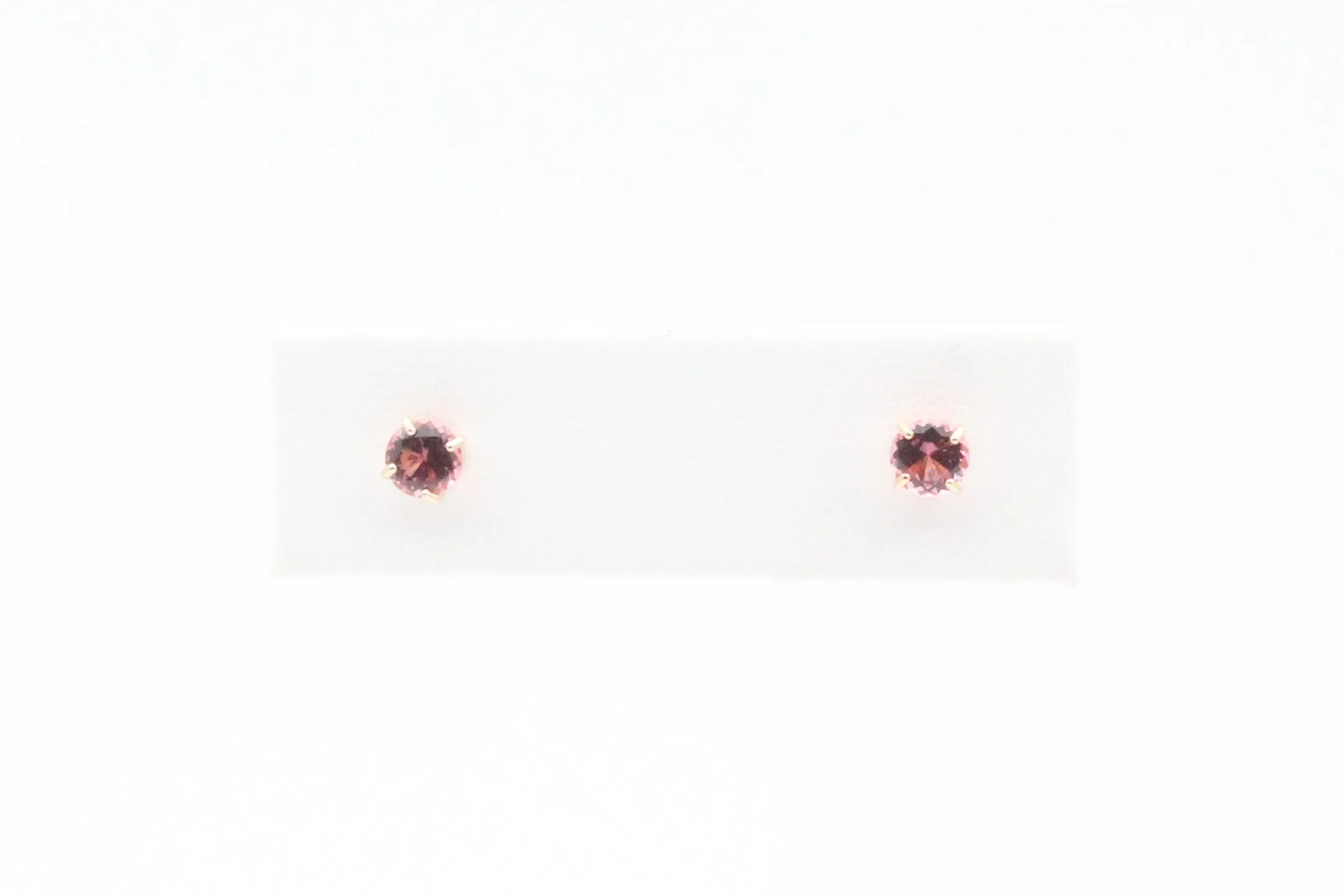 Yellow Gold Pink Tourmaline Earrings