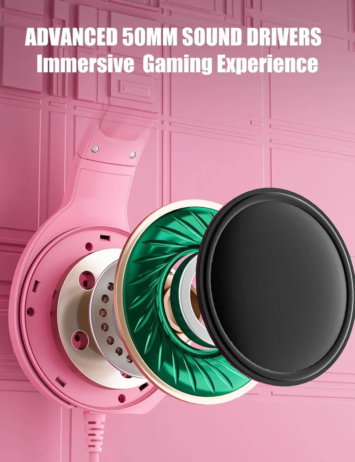 ZIUMIER Z20 Pink Gaming Headset with Microphone, Compatible with PS4 PS5 Xbox One PC Laptop, Over-Ear Headphones with LED RGB Light, Noise Canceling Mic, Stereo Surround Sound (Pink)